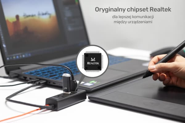Unitek Y-3089 4xUSB 3.0 USB-hub sort