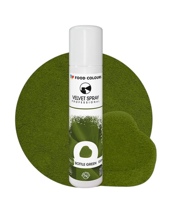 Mokkanahkasuihkepullo VIHREÄ Elintarvikevärit Velvet 100 ml Pullonvihreä