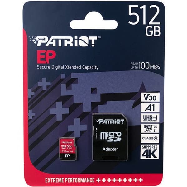 PATRIOT EP PRO micro SDXC 512GB A1 V30 U3 CL10 -sovitin