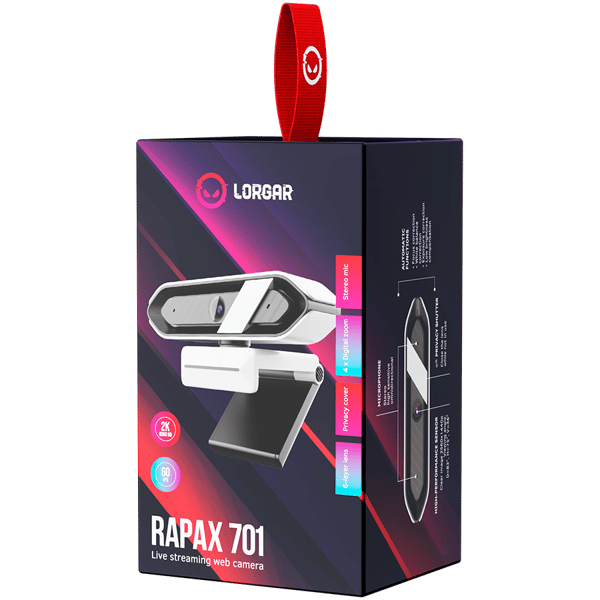 LORGAR Rapax 701, Streaming Webcam, 2K, Hvid