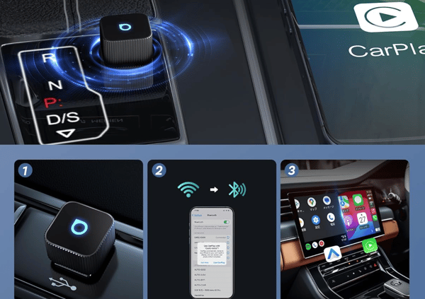 Langaton adapteri Ottocast Mini Cube CarPlay / Android Auto musta