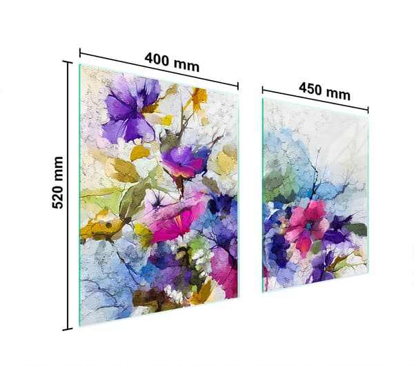 GLASSKYDDSPLÅT FÖR SPIS 85x52 BLOMMOR
