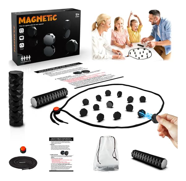 MAGNETISK STRATEGISPIL MED SORTE STEN - 20 MAGNETER + SNOR + POSE