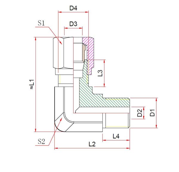 Albueforbindelse W90° 6-LLM M8X1/M10x1 6LL
