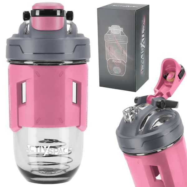 Tritan-urheilupullon ravistin ravintolisille 700 ml - vaaleanpunainen