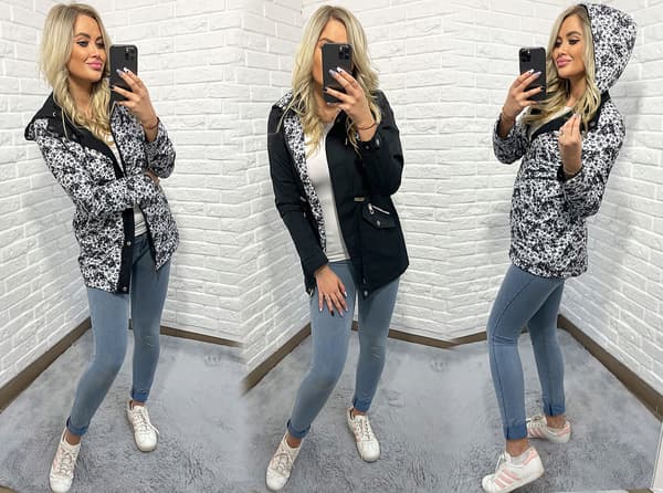 Vendbar parka med hætte 3 farver S beige