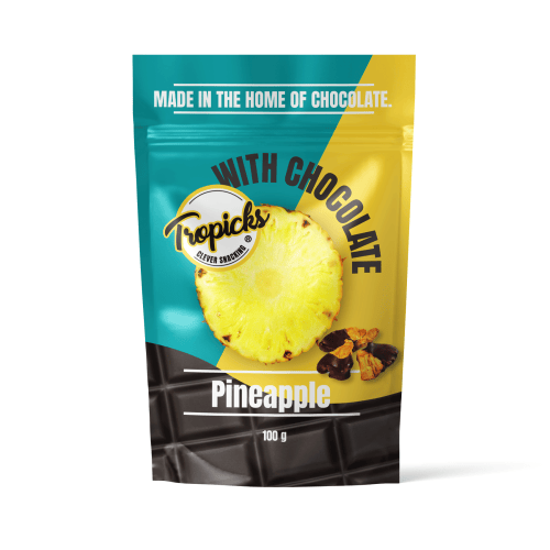 Tropicks Tørret ananas med chokolade 100 g