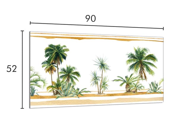 Lasinen liesisuoja 90x52 Palms