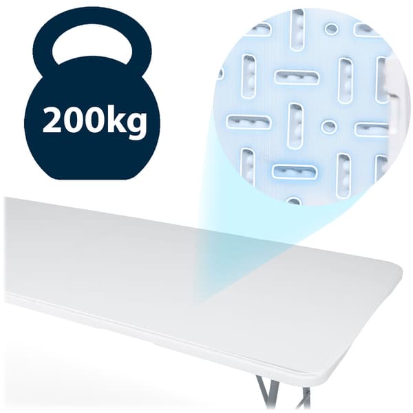 Hopfällbart trädgårdsbord 244 cm Plonos vit