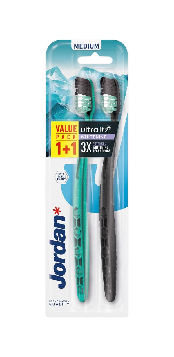 JORDAN Ultralite Tandborste Vit Medium - 2 stycken