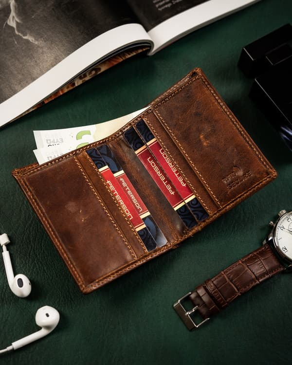 Peterson PTN WL-0904-COM Herrplånbok i läder