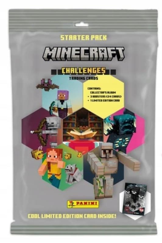 MINECRAFT CHALLENGES Panini Starter Set Album 2 Kortpåsar