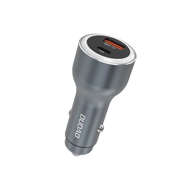 USB-A USB-C PD QC LED Biloplader 120W - Grå