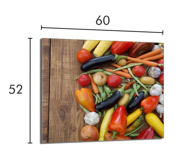 Glasbeskyttelsesplade til komfur 60x52 Grøntsager