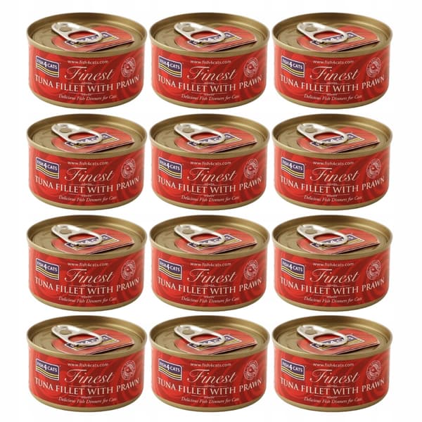 FISH4CATS Tonfiskfilé med räkor - våtfoder för katter - 12x70g