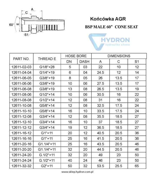 AGR-ände DN20 1" BSP S36