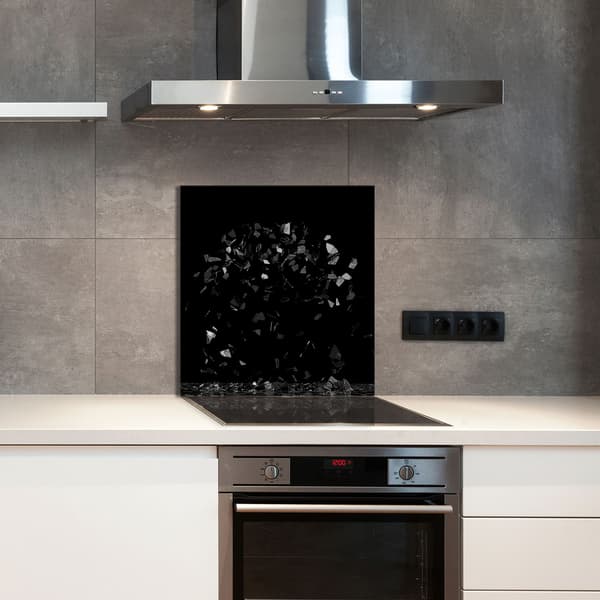 GLASPANEL FÖR KÖK 60x65 Svart