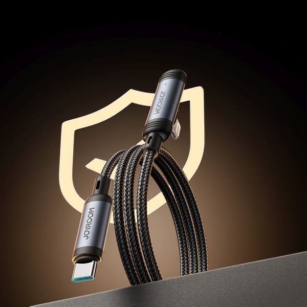 Kulmallinen USB-C-kaapeli - iPhone Lightning 30W 1.2m - Musta