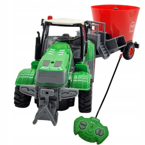 Fjernstyrret traktor med anhænger og LED-lys