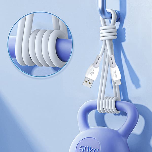 Silikonflätad kabel USB-A - USB-C L25ST 5A 1m - vit