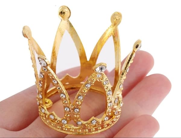 MINI CROWN kagedekoration, guld topper