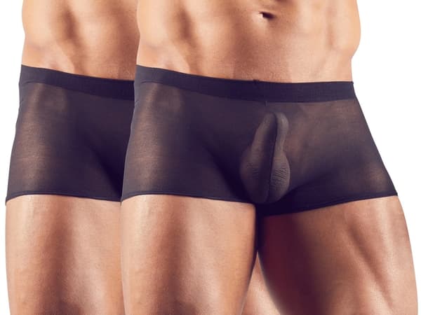 Svenjoyment 2 par herre semi-transparente sorte boxershorts SL