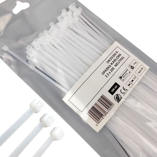 Buntbandstejp 2,5x200mm - 100st vit