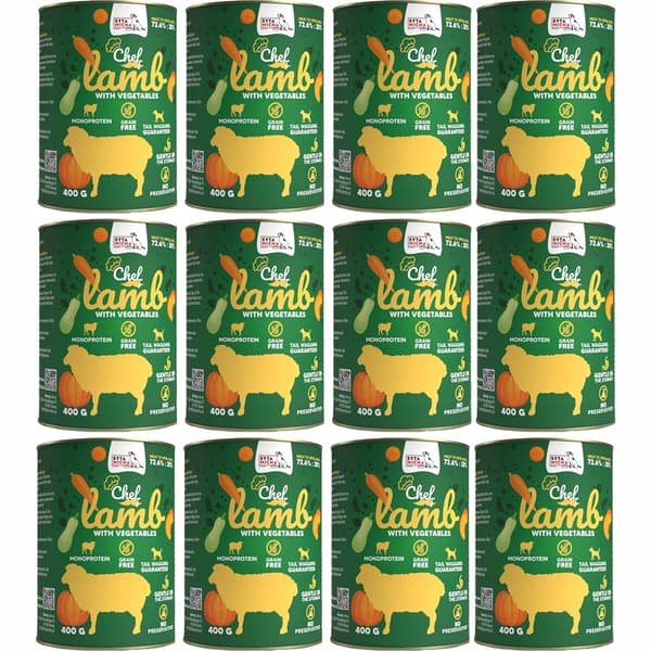 Våtfoder för hundar SYTA MICHA lamm med grönsaker 12x400g