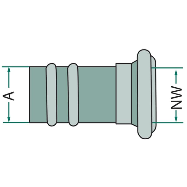 Stikdåse 76/2 1/2" længde 182 mm til vandtank til Bauer-system 0220441