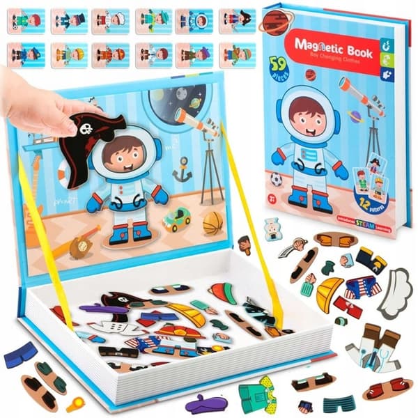 MAGNETISK BOK UTBILDNINGSPUSSEL KLÄDUPPSET