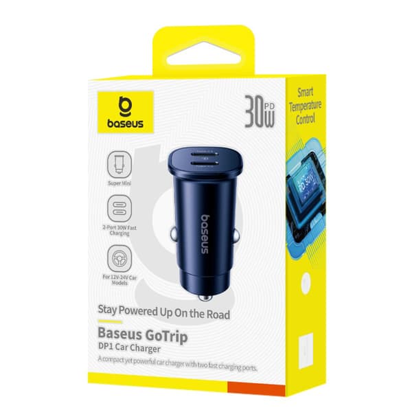 Billaddare 2 x USB-C 30W - svart
