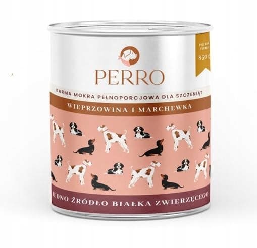 PERRO Våtfoder för valpar med fläsk och morötter 6x850 g