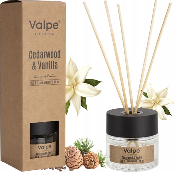 VALPE Aroma Diffuser med Pinde CEDAR TRÆ - VANILJE 50 ml dz50-81