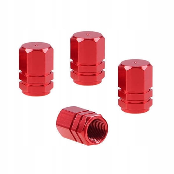 Røde ventilnødder 4 stk aluminium