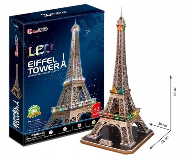 CUBIC FUN 3D-puslespil Eiffeltårnet LED-baggrundsbelysning Cubicfun L091h