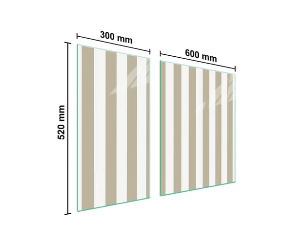 GLASBESKYTTELSESPLADE TIL KOMFUR 90x52 STRIPS