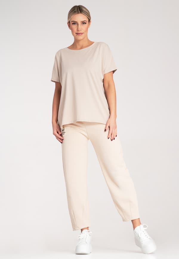 Asymmetrisk dametshirt beige M1164