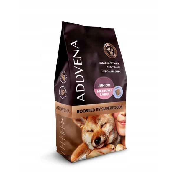 Torrfoder för hundar ADDVENA BOOSTED BY SUPERFOODS Junior Large Dziczy 10kg