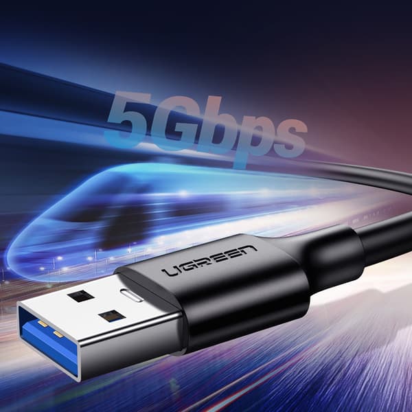 USB-A 3.0 - USB-C 3A -kaapeli 1,5 m - musta