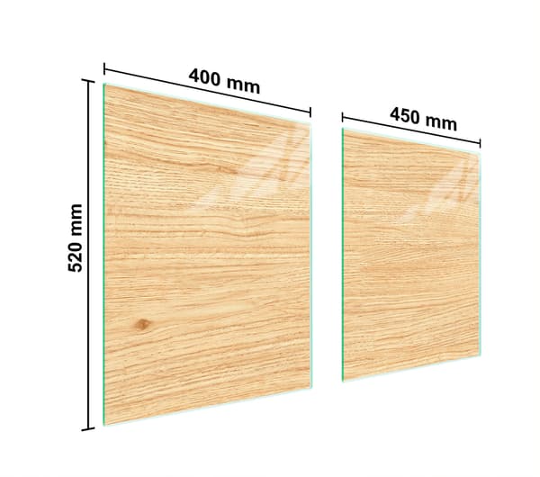 GLASSKYDDSPLÅT FÖR SPIS 85x52 TRÄ