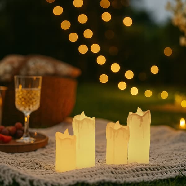 Set med 4 LED-ljus med imitationsvax, kräm, VERGIONIC
