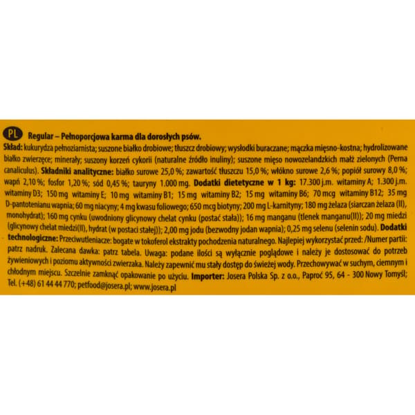 Josera JosiDog Regular Torrfoder för Hundar 15 kg