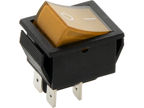 Lysende afbryder, stor, gul, 12V DC