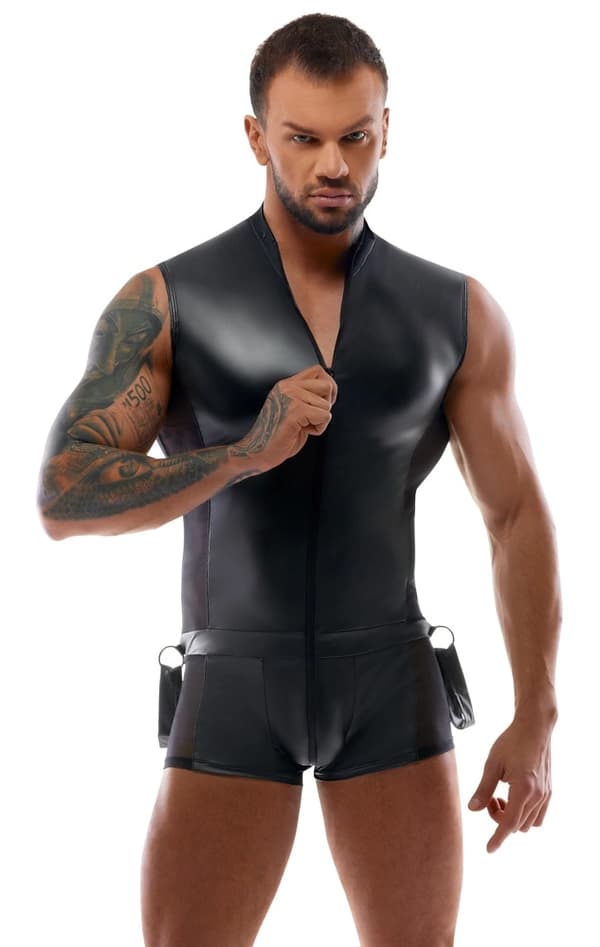 Svenjoyment Bondage Matte Catsuit kahdella rannekorulla S
