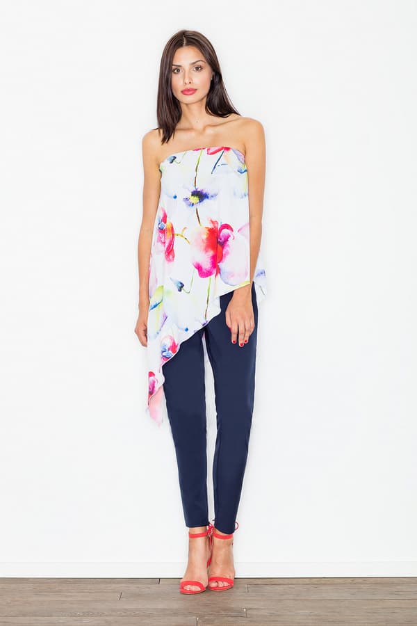 Asymmetrisk blomstret jumpsuit marineblå størrelse M
