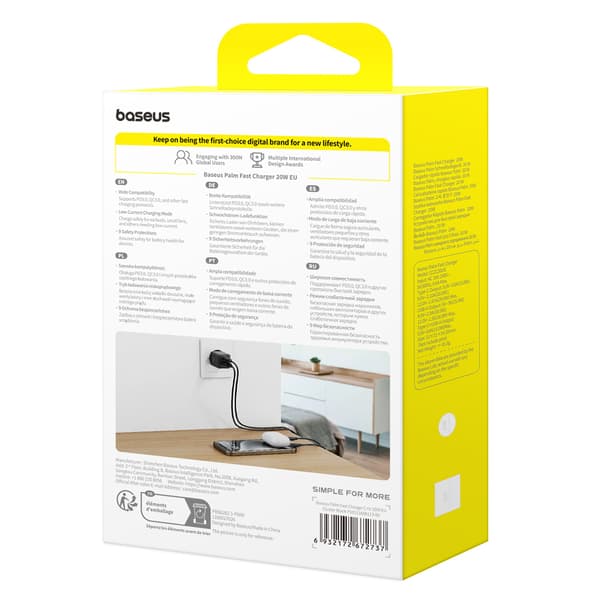Palm 20W USB-C USB-A Vægoplader - Sort