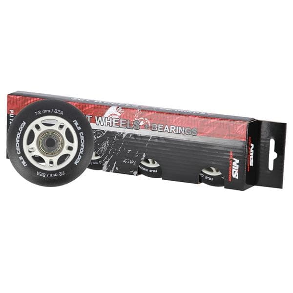 PU 72x24 82A sorte matte (4 stk.) + ABEC-9 (8 stk.) sæt NILS EXTREME