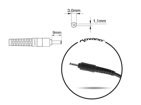 Mitsu 19V 2.37A (3.0x1.1) 45W AC-adapter til Asus, Acer bærbar computer