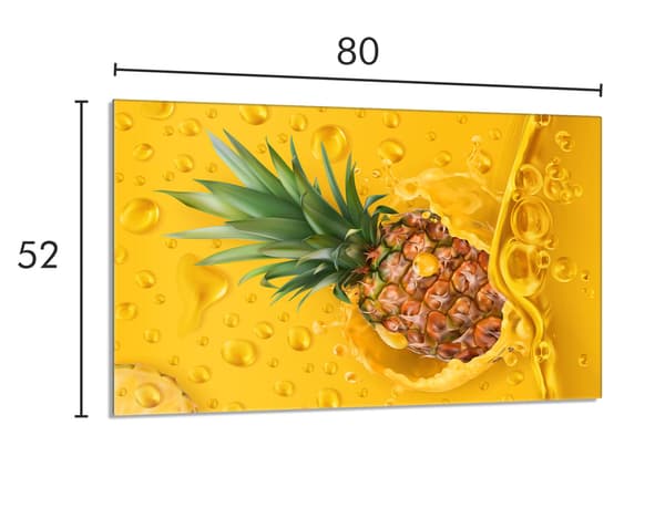Lasinen liesisuoja 80x52 Pineapple