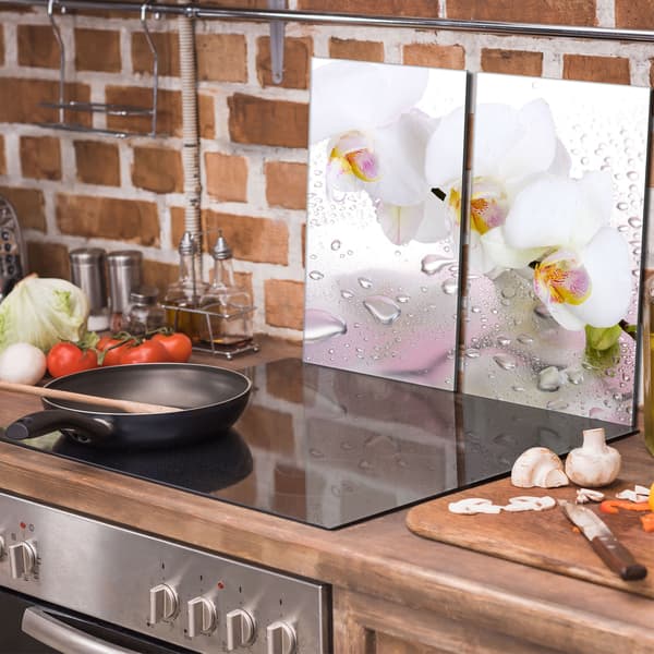Lasinen suojalevy liedelle 2x30x52 Orchidea